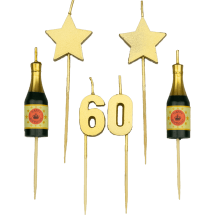 Kaarsjes 60 Jaar Champagne 17,5cm