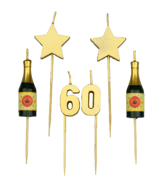 Kaarsjes 60 Jaar Champagne 17,5cm