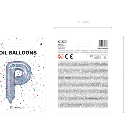 Folie Ballon Letter P Holografisch Leeg 35cm