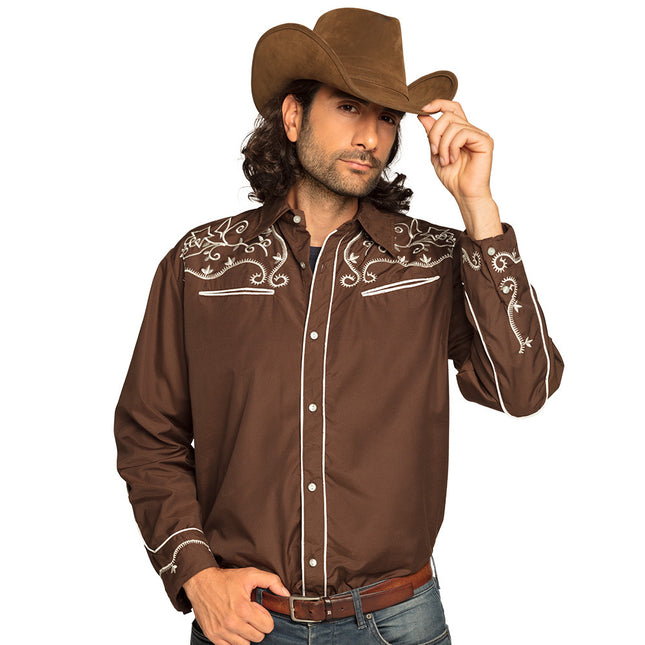 Cowboy Shirt Heren Bruin