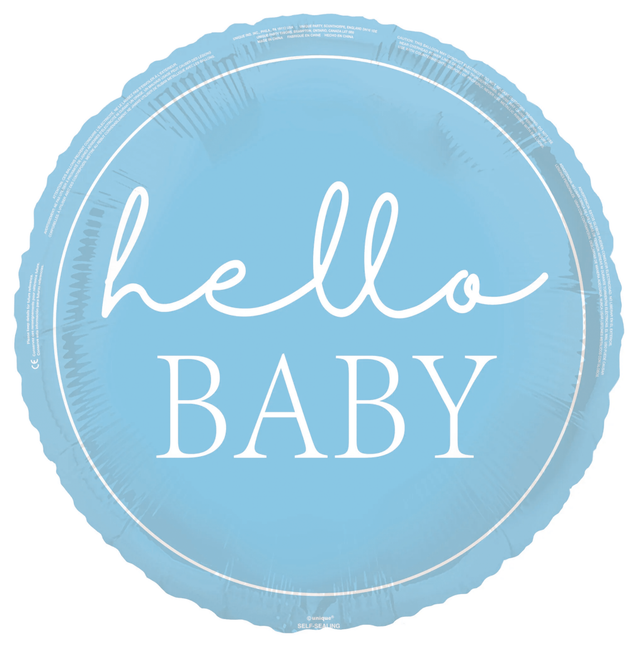 Hello Baby Helium Ballon Blauw 45cm