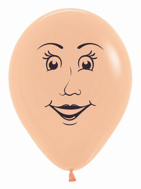 Ballonnen Woman's Face Peach Blush 30cm 25st