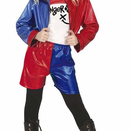 Harley Quinn Halloween Kostuum Meisje Rood Blauw