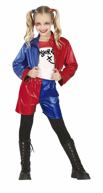 Harley Quinn Halloween Kostuum Meisje Rood Blauw