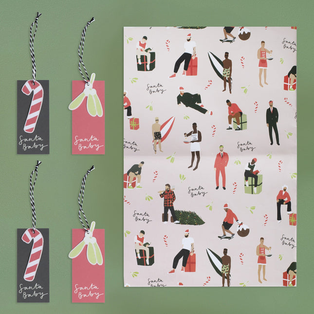 Kerst Inpakpapier Santa Baby