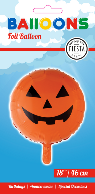 Halloween Helium Ballon Pompoen 45cm leeg