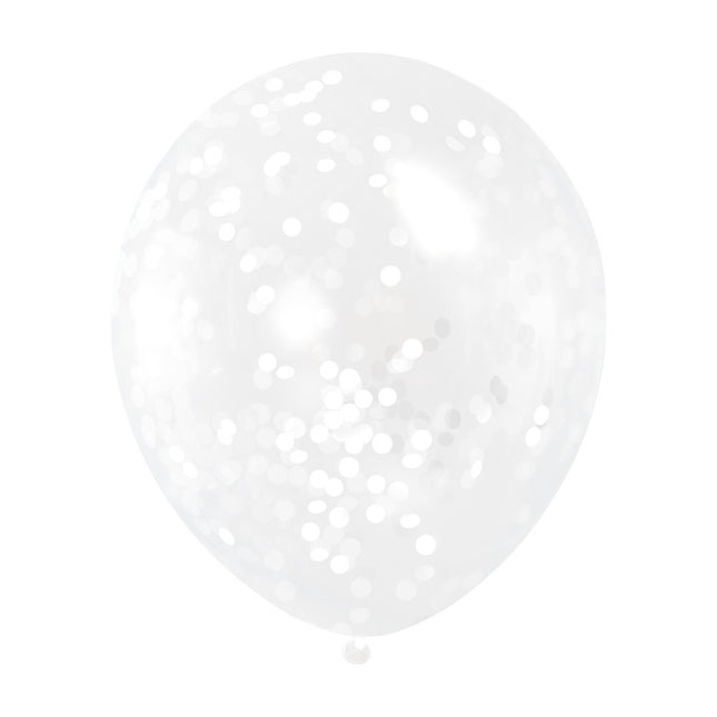 Confetti Ballonnen Wit 30,5cm 6st