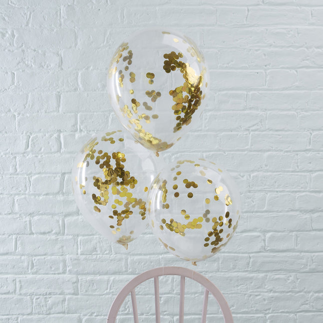 Gouden Confetti Ballonnen 30cm 5st