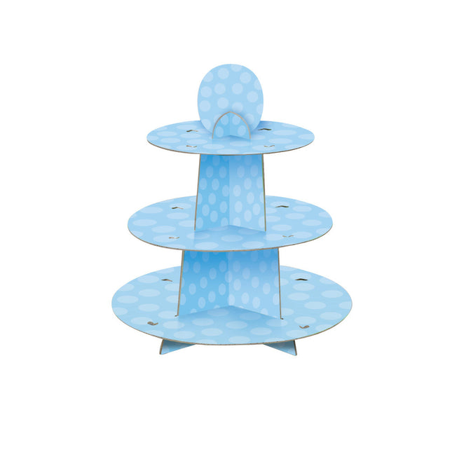 Cupcake Etagere Stippen Blauw 34cm