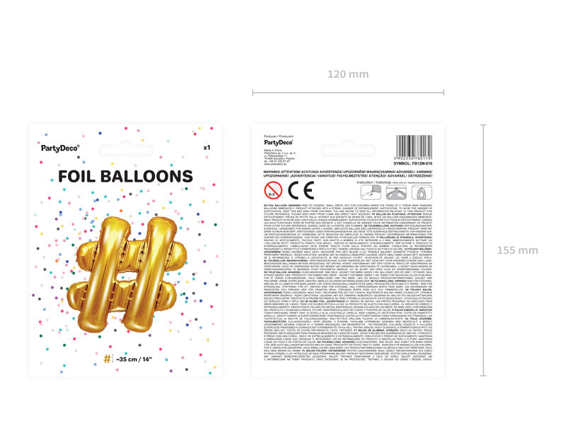 Folie Ballon Letter # Goud Leeg 35cm