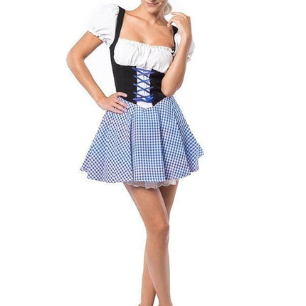 Dirndl Jurk Oktoberfest Geruit Blauw