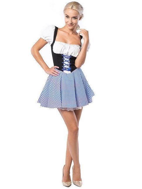 Dirndl Jurk Oktoberfest Geruit Blauw