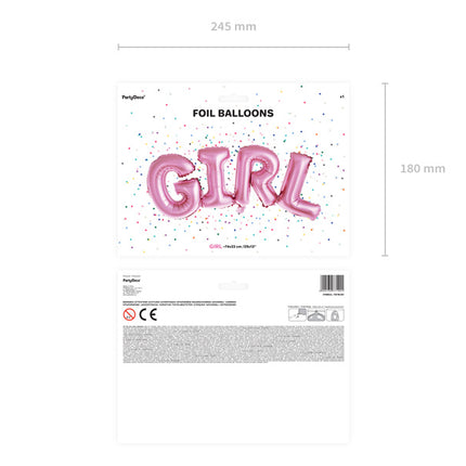 Letterballon Set Girl Roze Leeg 74cm