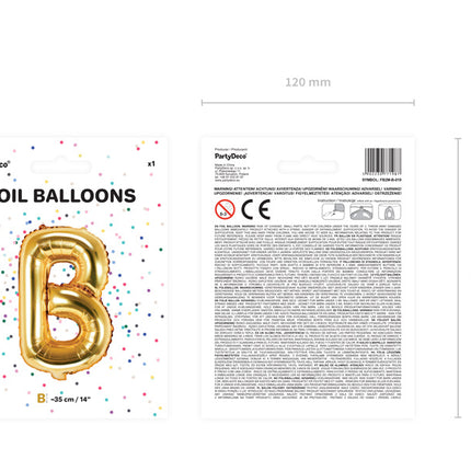 Folie Ballon Letter B Goud Leeg 35cm