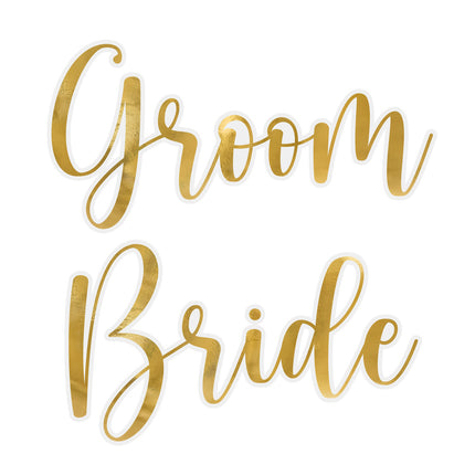 Gouden Glasstickers Groom & Bride