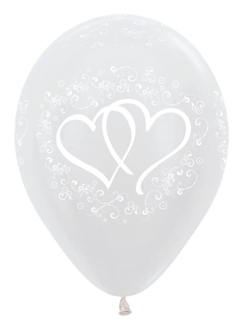 Ballonnen Entwinted Hearts Pearl White 30cm 25st