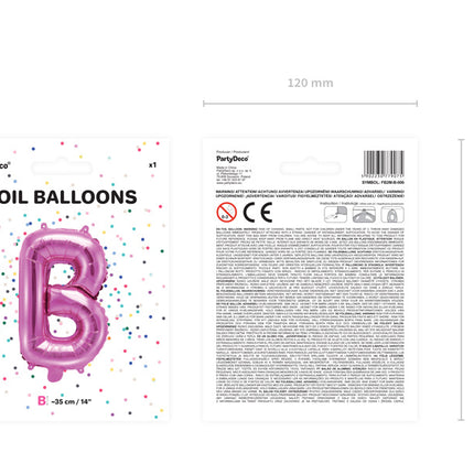 Folie Ballon Letter B Roze Leeg 35cm