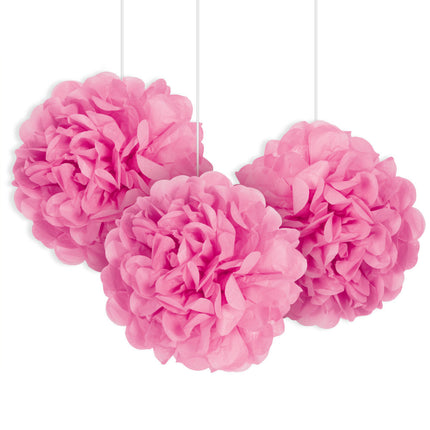 Pompon Roze 20cm 3st