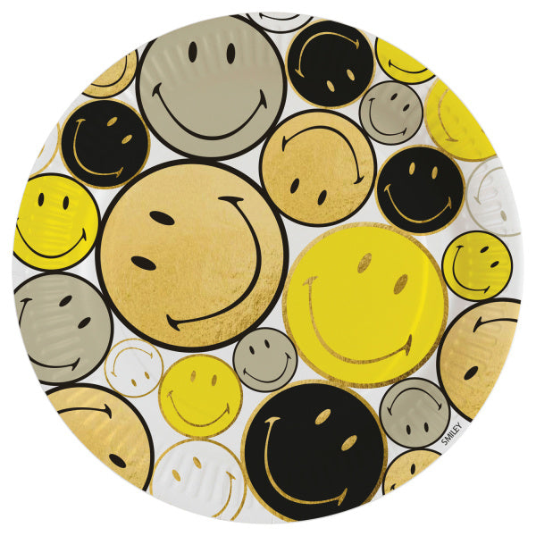 Gekleurde Borden Smiley 23cm 8st