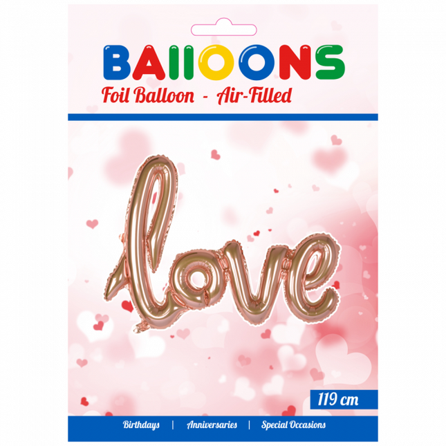 Folie Ballon Love Rose Goud 1,19m leeg