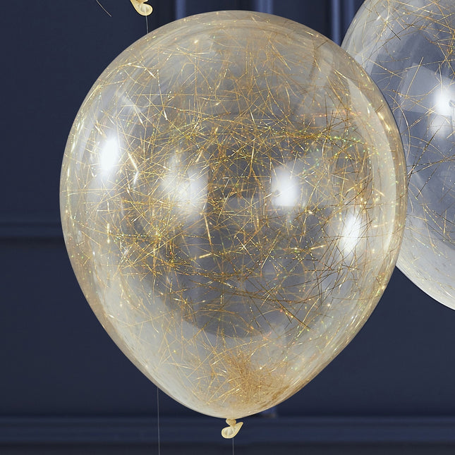 Gouden Confetti Ballon Engelen Haar 30cm 5st