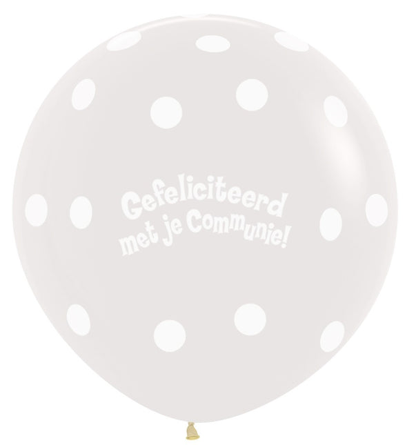 Ballonnen Communie Polka Dots Crystal Clear 91cm 2st