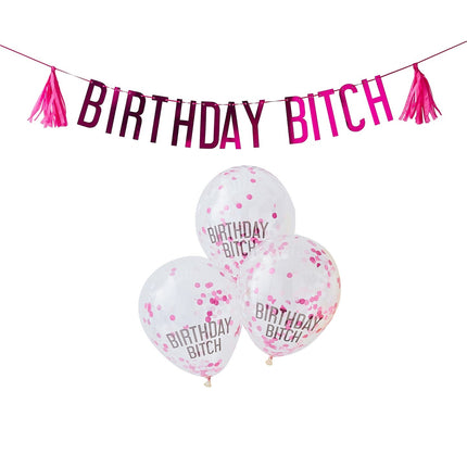 Roze Ballonnen Set Happy Birthday Bitch 2,5m