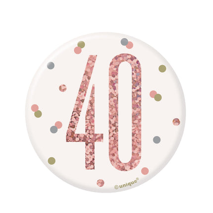 Button 40 Jaar Rose Goud 8cm