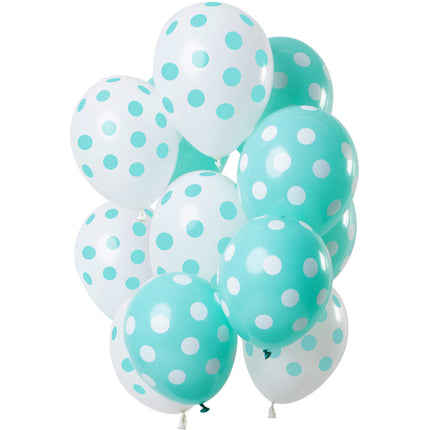 Mint Groene Ballonnen Stippen 30cm 12st