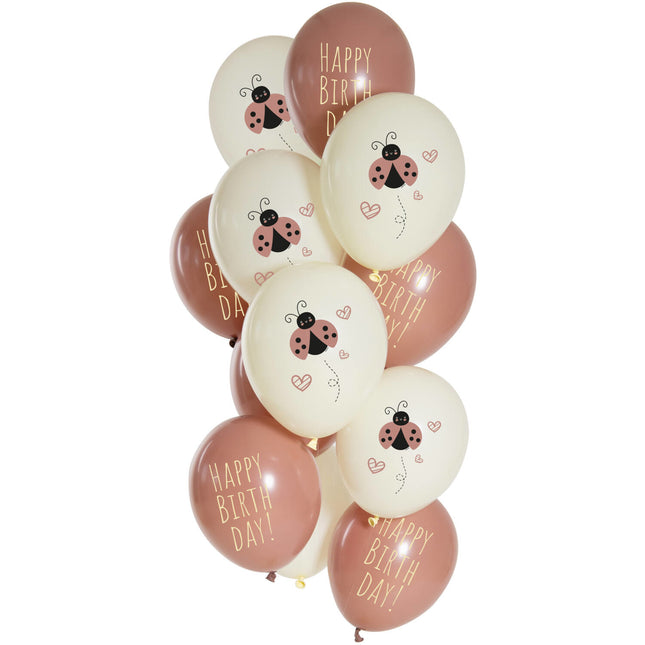 Happy Birthday Ballonnen Lieveheersbeestje 33cm 12st