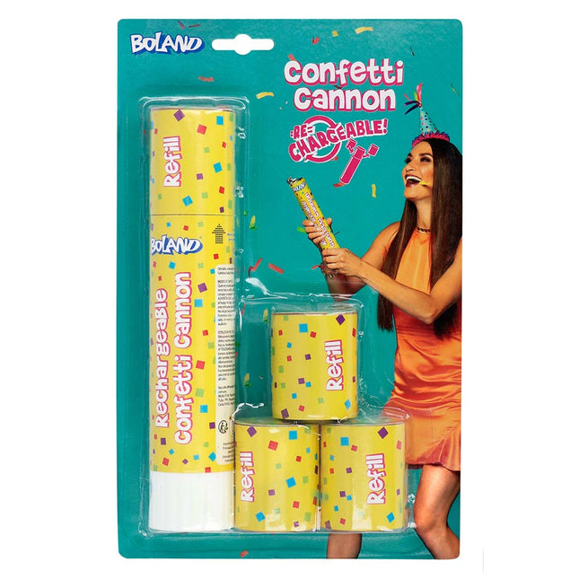 Confetti Kanon Gekleurd Hervulbaar 21cm