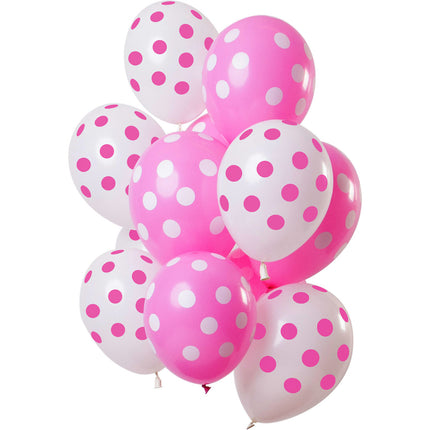 Roze Ballonnen Stippen 30cm 12st