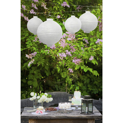 Witte Lampion Rond met lampje 20cm