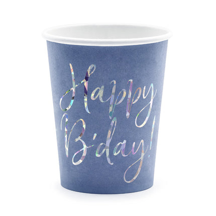 Happy Birthday Bekers Blauw 220ml 6st