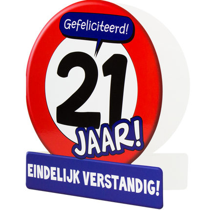 Verjaardagskaart 21 Jaar Verkeersbord 16,5cm