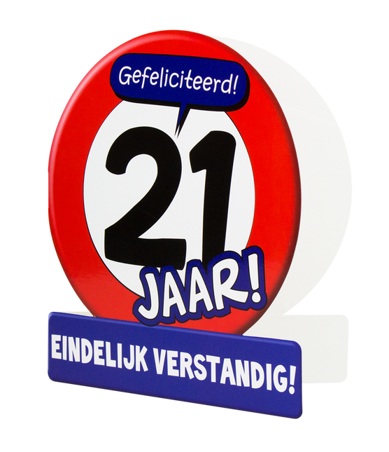 Verjaardagskaart 21 Jaar Verkeersbord 16,5cm