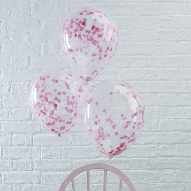 Roze Confetti Ballonnen 30cm 5st