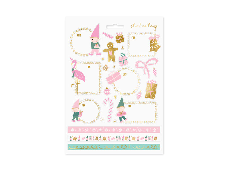 Cadeau Stickers Kerst Roze