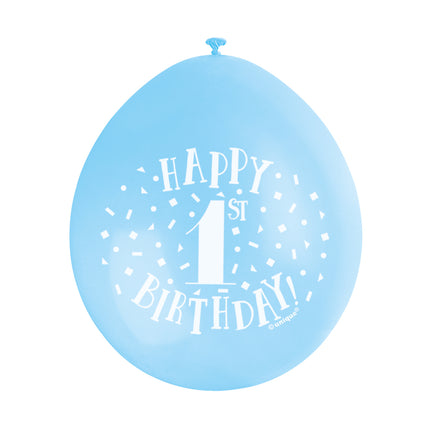 Ballonnen 1 Jaar Happy Birthday Blauw 28cm 10st