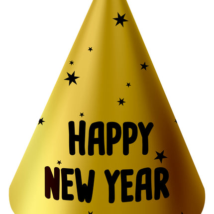 Feesthoedjes Happy New Year 10cm 6st