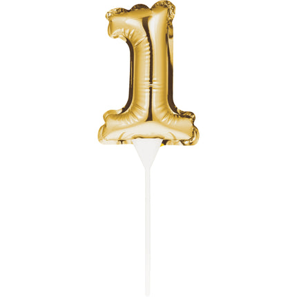 Gouden Taarttopper 1 Jaar Folie Ballon 13cm