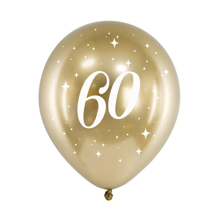 Ballonnen 60 Jaar Goud 30cm 6st