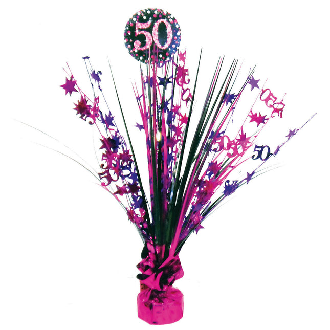 Tafeldecoratie 50 Jaar Happy Birthday Roze 33cm