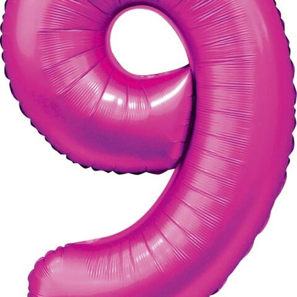 Fuchsia Cijfer Ballon 9 Jaar Glans 86cm