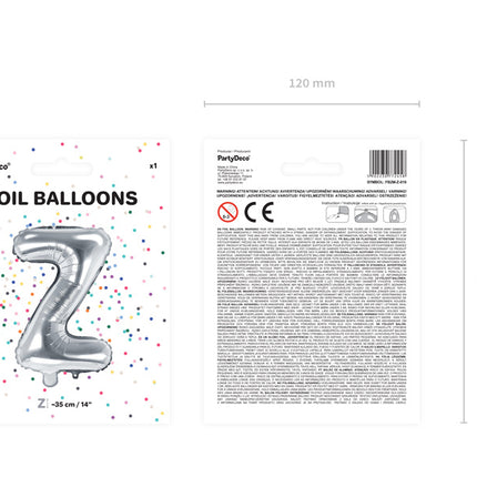 Folie Ballon Letter Z Zilver Leeg 35cm