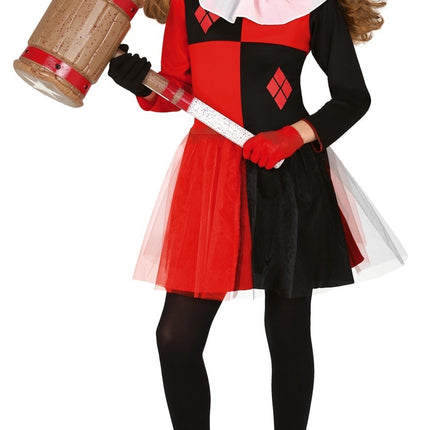 Harlekijn Halloween Kostuum Kind zwart-rood