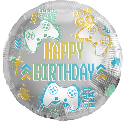 Helium Ballon Happy Birthday Gamen Leeg 45cm