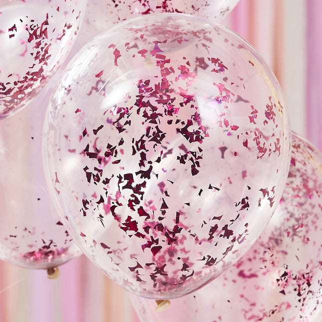 Roze Confetti Ballonnen Latex 30cm 5st