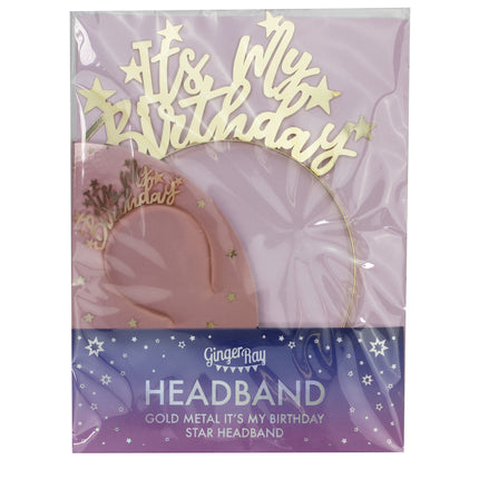 Rose Gouden Haarband Its My Birthday 21cm