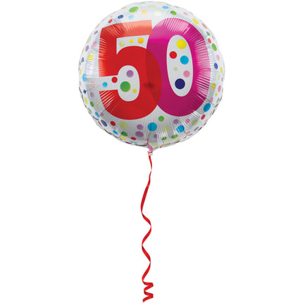 Helium Ballon 50 Jaar Stippen 45cm leeg